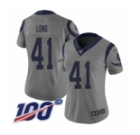 Women's Los Angeles Rams #41 David Long Limited Gray Inverted Legend 100th Season Football Jersey