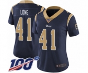 Women's Los Angeles Rams #41 David Long Navy Blue Team Color Vapor Untouchable Limited Player 100th Season Football Jersey