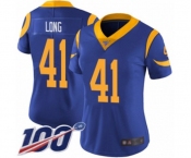 Women's Los Angeles Rams #41 David Long Royal Blue Alternate Vapor Untouchable Limited Player 100th Season Football Jersey