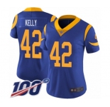 Women's Los Angeles Rams #42 John Kelly Royal Blue Alternate Vapor Untouchable Limited Player 100th Season Football Jersey