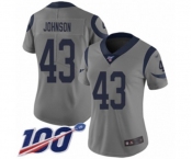 Women's Los Angeles Rams #43 John Johnson Limited Gray Inverted Legend 100th Season Football Jersey