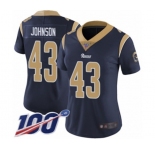 Women's Los Angeles Rams #43 John Johnson Navy Blue Team Color Vapor Untouchable Limited Player 100th Season Football Jersey