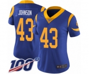 Women's Los Angeles Rams #43 John Johnson Royal Blue Alternate Vapor Untouchable Limited Player 100th Season Football Jersey