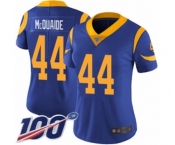Women's Los Angeles Rams #44 Jacob McQuaide Royal Blue Alternate Vapor Untouchable Limited Player 100th Season Football Jersey