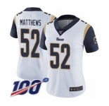 Women's Los Angeles Rams #52 Clay Matthews White Vapor Untouchable Limited Player 100th Season Football Jersey