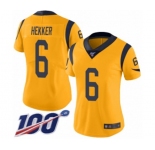 Women's Los Angeles Rams #6 Johnny Hekker Limited Gold Rush Vapor Untouchable 100th Season Football Jersey