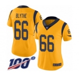 Women's Los Angeles Rams #66 Austin Blythe Limited Gold Rush Vapor Untouchable 100th Season Football Jersey