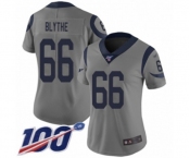 Women's Los Angeles Rams #66 Austin Blythe Limited Gray Inverted Legend 100th Season Football Jersey