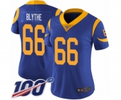 Women's Los Angeles Rams #66 Austin Blythe Royal Blue Alternate Vapor Untouchable Limited Player 100th Season Football Jersey