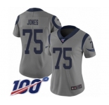 Women's Los Angeles Rams #75 Deacon Jones Limited Gray Inverted Legend 100th Season Football Jersey