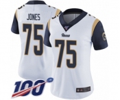Women's Los Angeles Rams #75 Deacon Jones White Vapor Untouchable Limited Player 100th Season Football Jersey