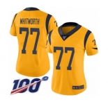 Women's Los Angeles Rams #77 Andrew Whitworth Limited Gold Rush Vapor Untouchable 100th Season Football Jersey