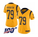 Women's Los Angeles Rams #79 Rob Havenstein Limited Gold Rush Vapor Untouchable 100th Season Football Jersey
