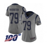 Women's Los Angeles Rams #79 Rob Havenstein Limited Gray Inverted Legend 100th Season Football Jersey
