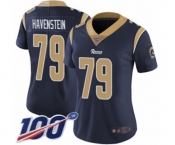 Women's Los Angeles Rams #79 Rob Havenstein Navy Blue Team Color Vapor Untouchable Limited Player 100th Season Football Jersey