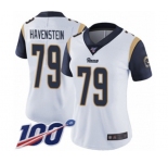 Women's Los Angeles Rams #79 Rob Havenstein White Vapor Untouchable Limited Player 100th Season Football Jersey