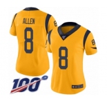 Women's Los Angeles Rams #8 Brandon Allen Limited Gold Rush Vapor Untouchable 100th Season Football Jersey