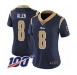 Women's Los Angeles Rams #8 Brandon Allen Navy Blue Team Color Vapor Untouchable Limited Player 100th Season Football Jersey