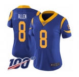 Women's Los Angeles Rams #8 Brandon Allen Royal Blue Alternate Vapor Untouchable Limited Player 100th Season Football Jersey