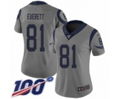 Women's Los Angeles Rams #81 Gerald Everett Limited Gray Inverted Legend 100th Season Football Jersey
