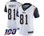 Women's Los Angeles Rams #81 Gerald Everett White Vapor Untouchable Limited Player 100th Season Football Jersey