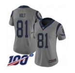 Women's Los Angeles Rams #81 Torry Holt Limited Gray Inverted Legend 100th Season Football Jersey
