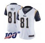 Women's Los Angeles Rams #81 Torry Holt White Vapor Untouchable Limited Player 100th Season Football Jersey