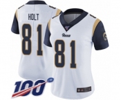 Women's Los Angeles Rams #81 Torry Holt White Vapor Untouchable Limited Player 100th Season Football Jersey