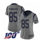 Women's Los Angeles Rams #85 Jack Youngblood Limited Gray Inverted Legend 100th Season Football Jersey