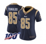 Women's Los Angeles Rams #85 Jack Youngblood Navy Blue Team Color Vapor Untouchable Limited Player 100th Season Football Jersey