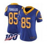 Women's Los Angeles Rams #85 Jack Youngblood Royal Blue Alternate Vapor Untouchable Limited Player 100th Season Football Jersey