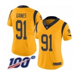 Women's Los Angeles Rams #91 Greg Gaines Limited Gold Rush Vapor Untouchable 100th Season Football Jersey
