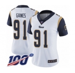 Women's Los Angeles Rams #91 Greg Gaines White Vapor Untouchable Limited Player 100th Season Football Jersey
