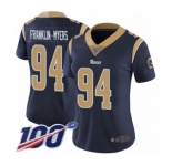 Women's Los Angeles Rams #94 John Franklin-Myers Navy Blue Team Color Vapor Untouchable Limited Player 100th Season Football Jersey