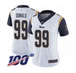 Women's Los Angeles Rams #99 Aaron Donald White Vapor Untouchable Limited Player 100th Season Football Jersey
