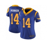 Women's Nike Los Angeles Rams #14 Sean Mannion Vapor Untouchable Limited Royal Blue Alternate NFL Jersey