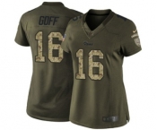 Women's Nike Los Angeles Rams #16 Jared Goff Green Salute to Service NFL Jersey