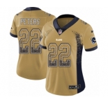 Women's Nike Los Angeles Rams #22 Marcus Peters Limited Gold Rush Drift Fashion NFL Jersey