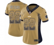 Women's Nike Los Angeles Rams #22 Marcus Peters Limited Gold Rush Drift Fashion NFL Jersey