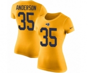 Women's Nike Los Angeles Rams #35 C.J. Anderson Gold Rush Pride Name & Number T-Shirt