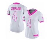 Women's Nike Los Angeles Rams #4 Greg Zuerlein Limited White Pink Rush Fashion NFL Jersey
