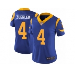 Women's Nike Los Angeles Rams #4 Greg Zuerlein Vapor Untouchable Limited Royal Blue Alternate NFL Jersey