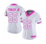 Women's Nike Los Angeles Rams #56 Dante Fowler Jr Limited White Pink Rush Fashion NFL Jersey