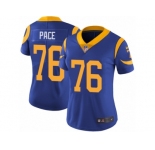 Women's Nike Los Angeles Rams #76 Orlando Pace Vapor Untouchable Limited Royal Blue Alternate NFL Jersey