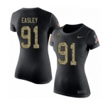 Women's Nike Los Angeles Rams #91 Dominique Easley Black Camo Salute to Service T-Shirt
