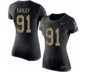 Women's Nike Los Angeles Rams #91 Dominique Easley Black Camo Salute to Service T-Shirt