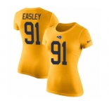 Women's Nike Los Angeles Rams #91 Dominique Easley Gold Rush Pride Name & Number T-Shirt