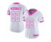 Women's Nike Miami Dolphins #22 T.J. McDonald Limited White Pink Rush Fashion NFL Jersey