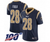 Youth Los Angeles Rams #28 Marshall Faulk Navy Blue Team Color Vapor Untouchable Limited Player 100th Season Football Jersey