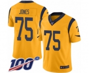 Youth Los Angeles Rams #75 Deacon Jones Limited Gold Rush Vapor Untouchable 100th Season Football Jersey